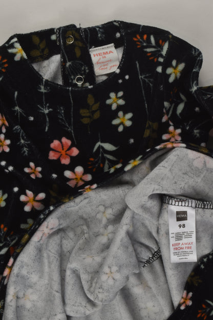 Hema Size 3 Floral Velour Dress