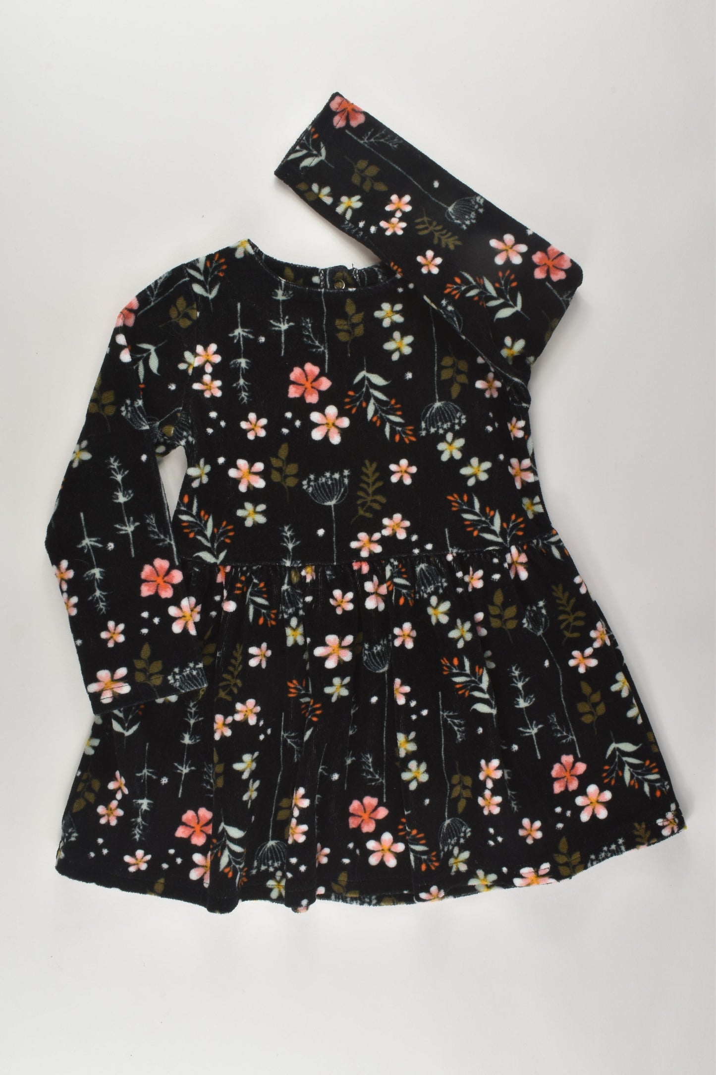 Hema Size 3 Floral Velour Dress