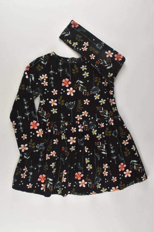 Hema Size 3 Floral Velour Dress