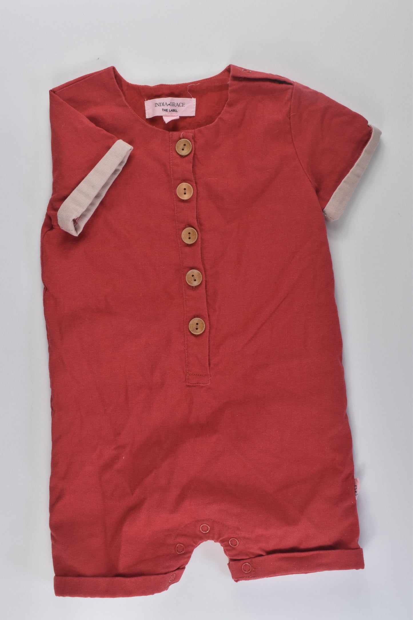 India & Grace Size 1 Linen Blend Short Playsuit