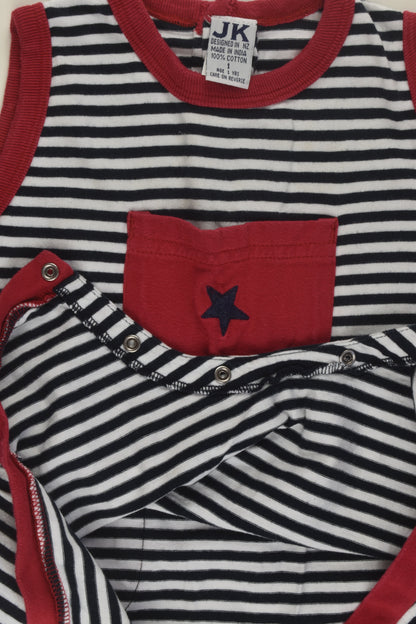 JK Size 1 Striped Star Pocket Romper