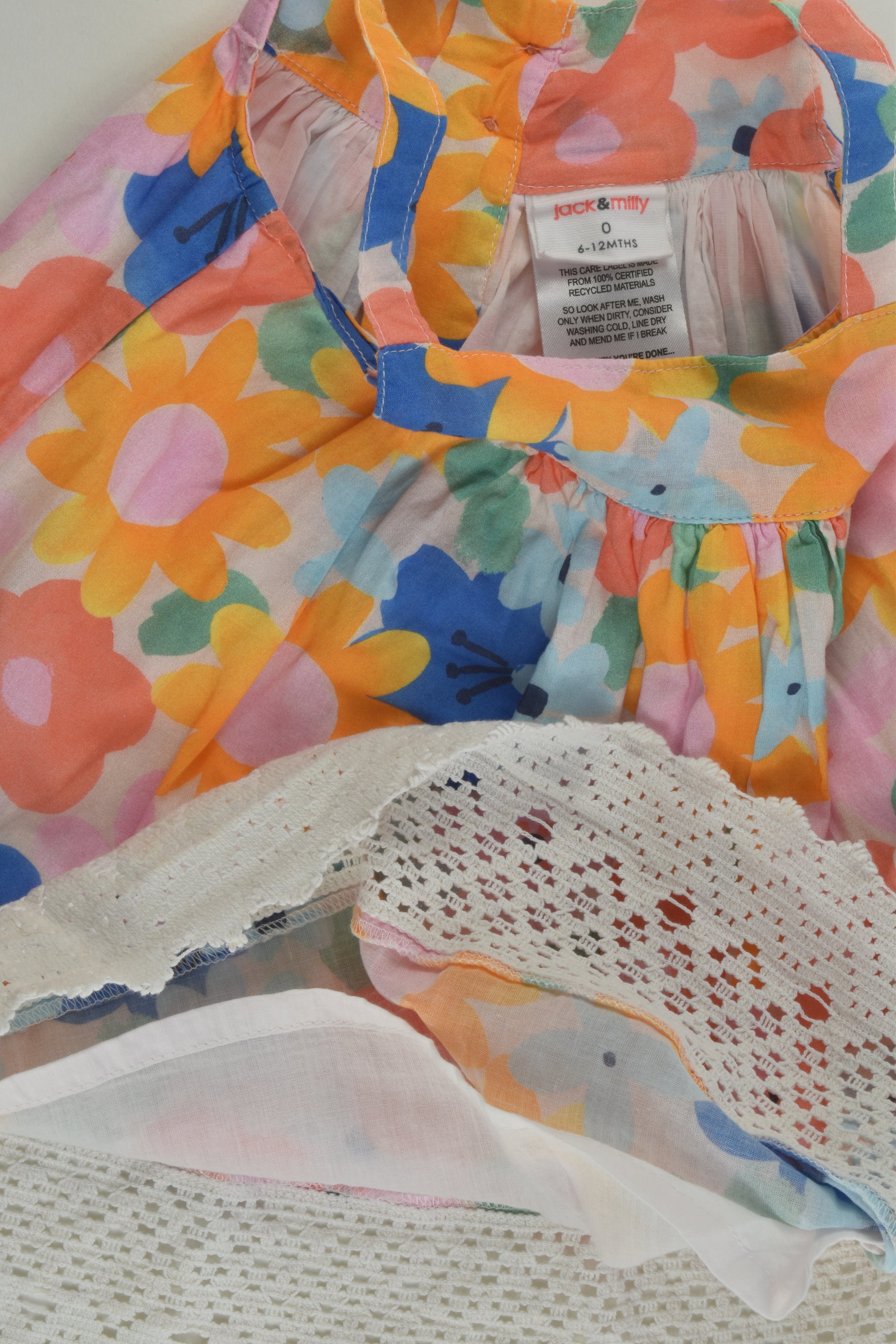 Jack & Milly Size 0 Lined Floral Dress with Lace Hem