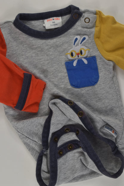 Jack & Milly Size 00 Rabbit Pocket Bodysuit