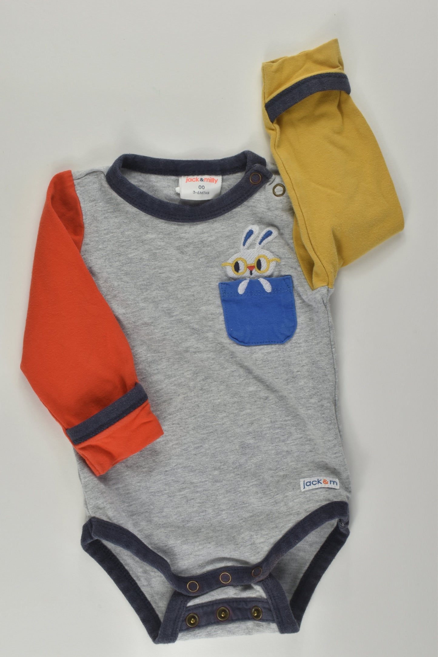 Jack & Milly Size 00 Rabbit Pocket Bodysuit