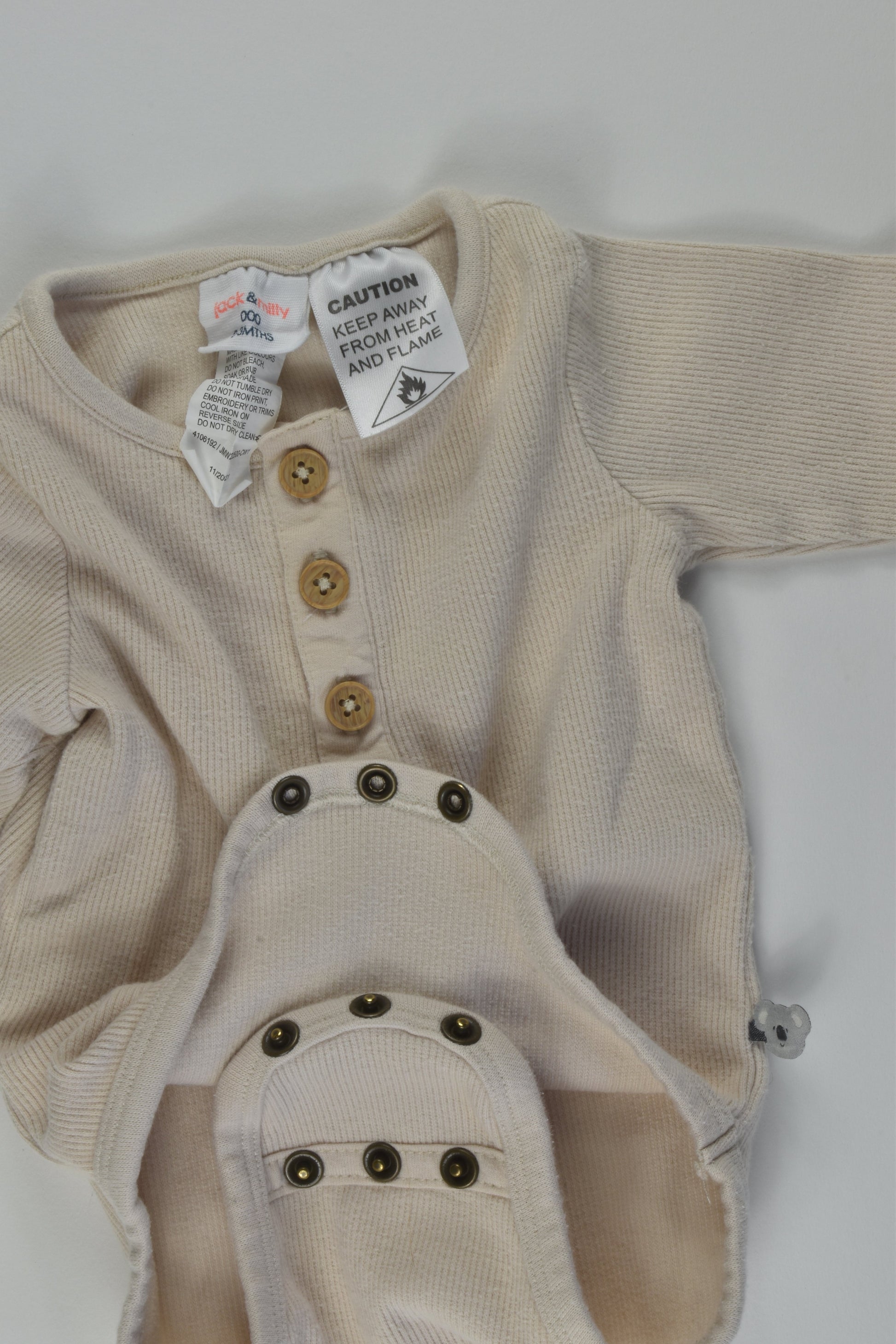 Jack & Milly Size 000 Ribbed Bodysuit