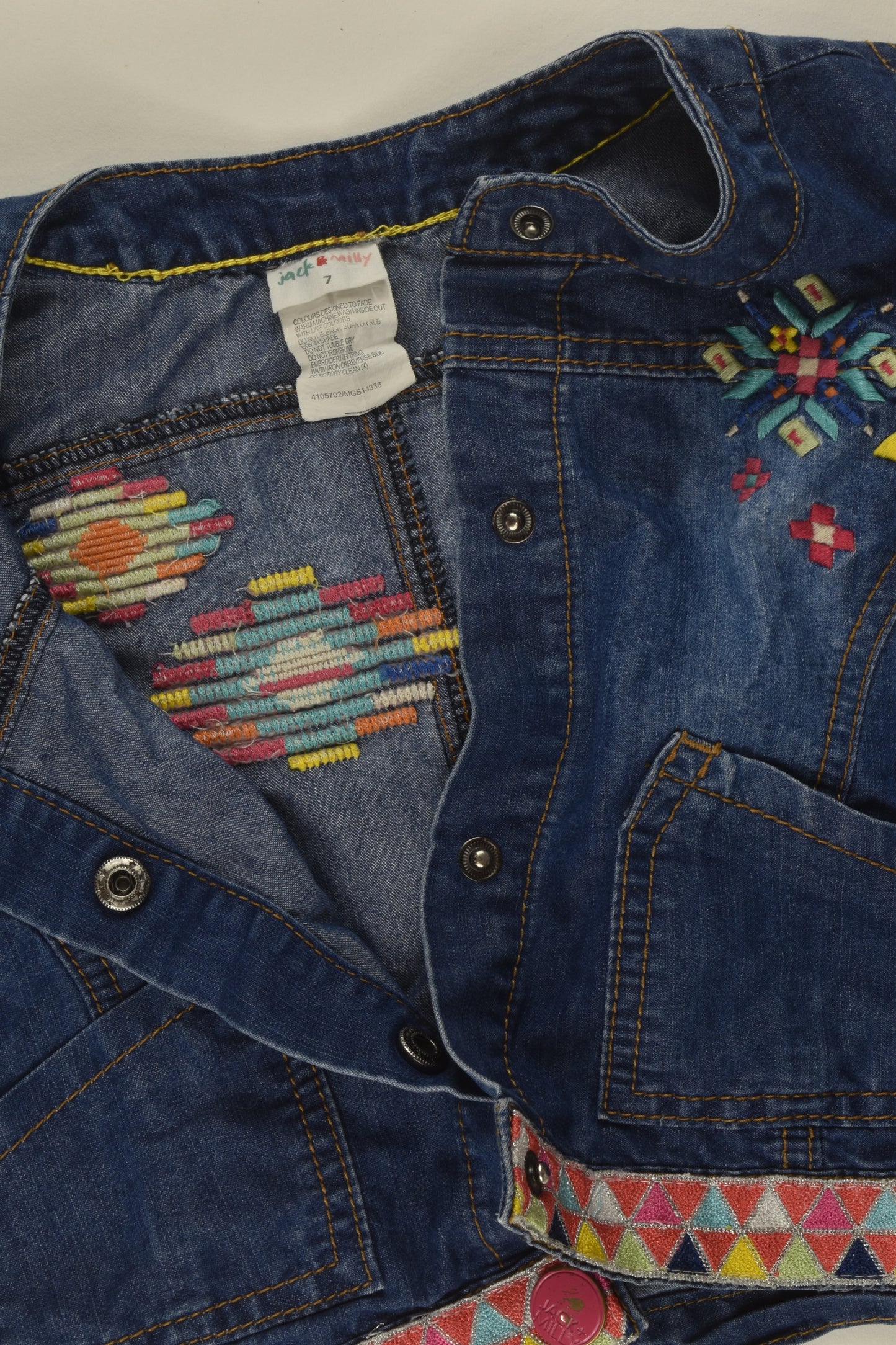 Jack & Milly Size 7 Embroidery Denim Jacket