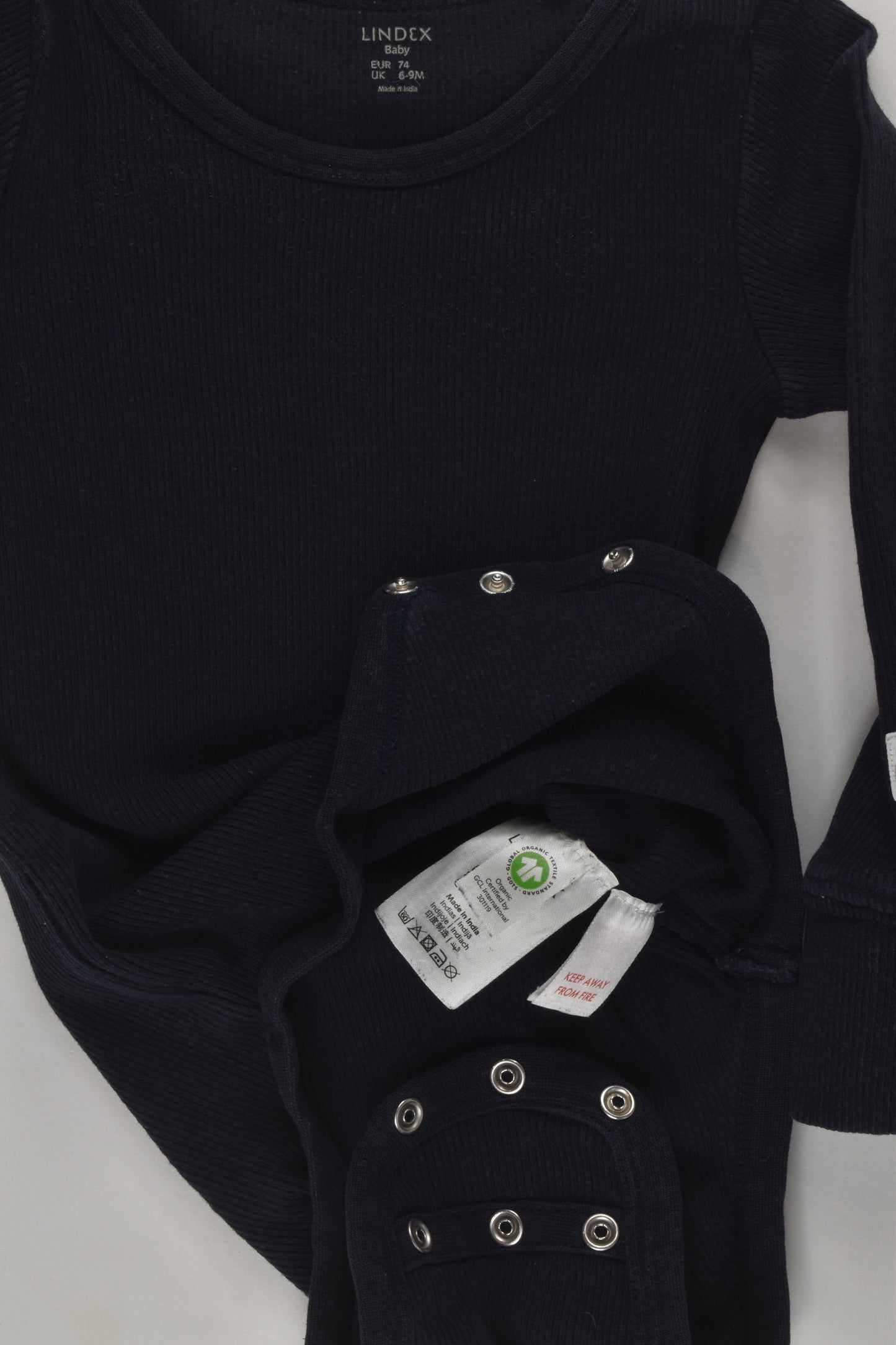 Lindex Size 0 Navy Ribbed Bodysuit