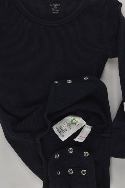 Lindex Size 0 Navy Ribbed Bodysuit