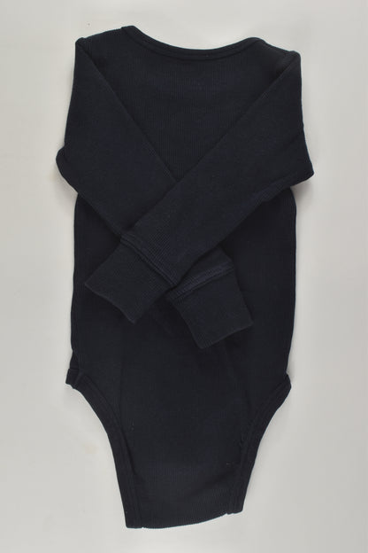Lindex Size 0 Navy Ribbed Bodysuit
