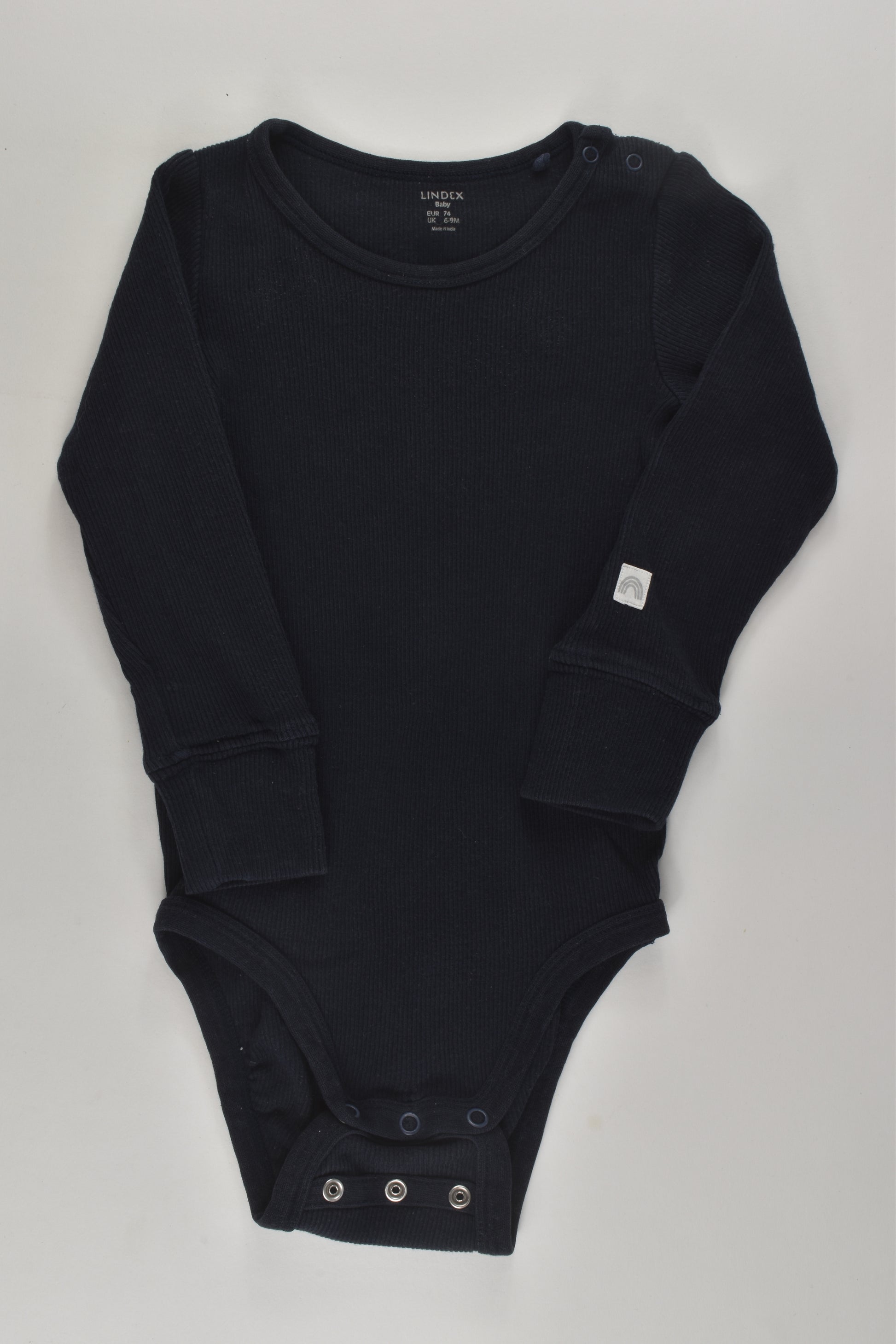 Lindex Size 0 Navy Ribbed Bodysuit