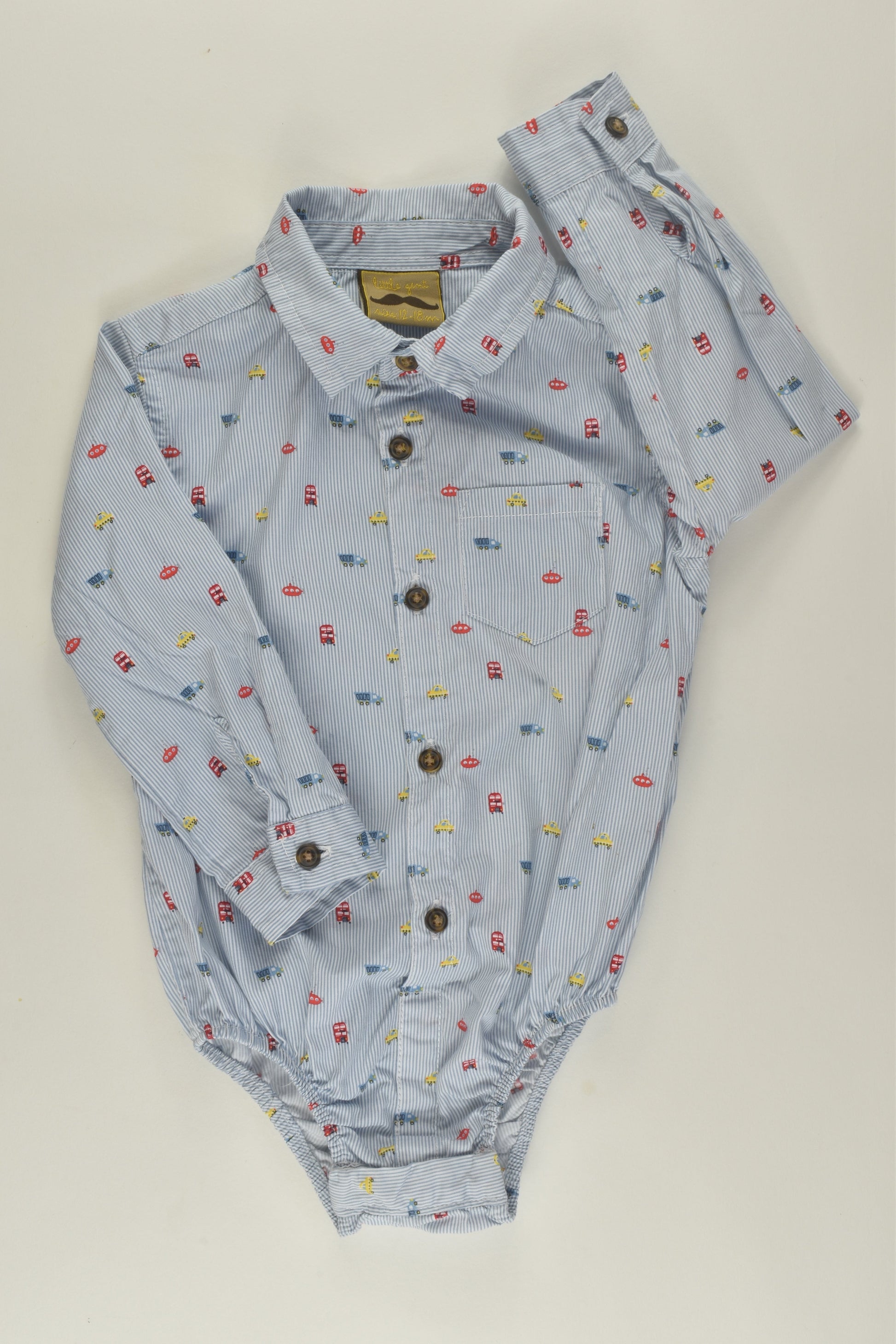 Little Gent Size 1 Vehicles Button-up Bodysuit