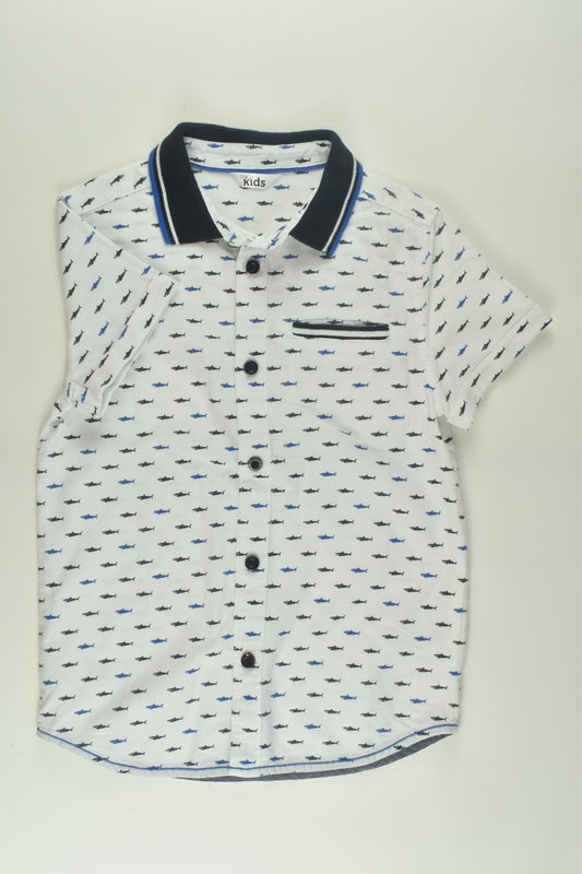 M&Co Kids Size 6-7 Shark Button-up Shirt