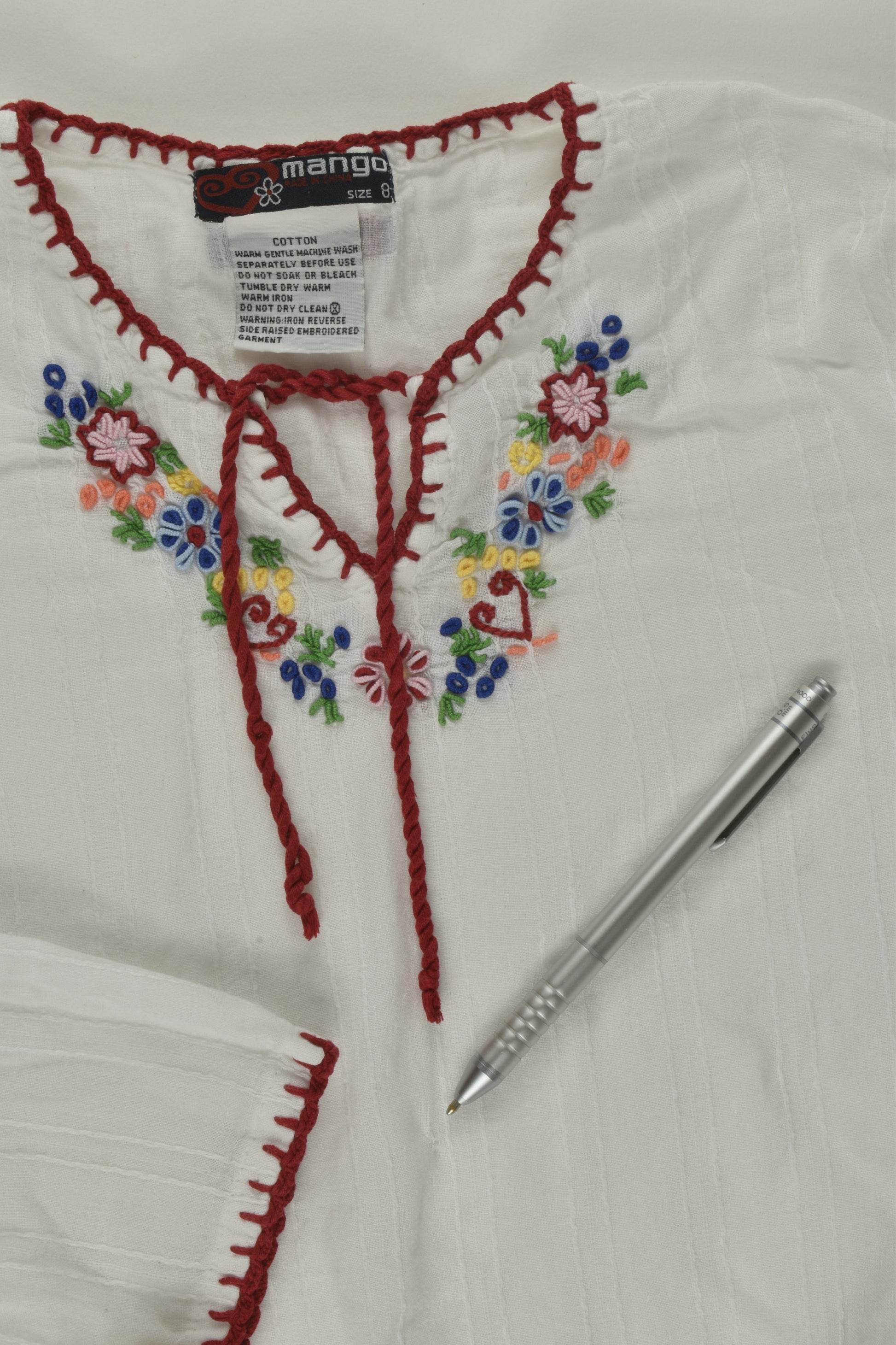 Mango Size 8 Embroidery Blouse