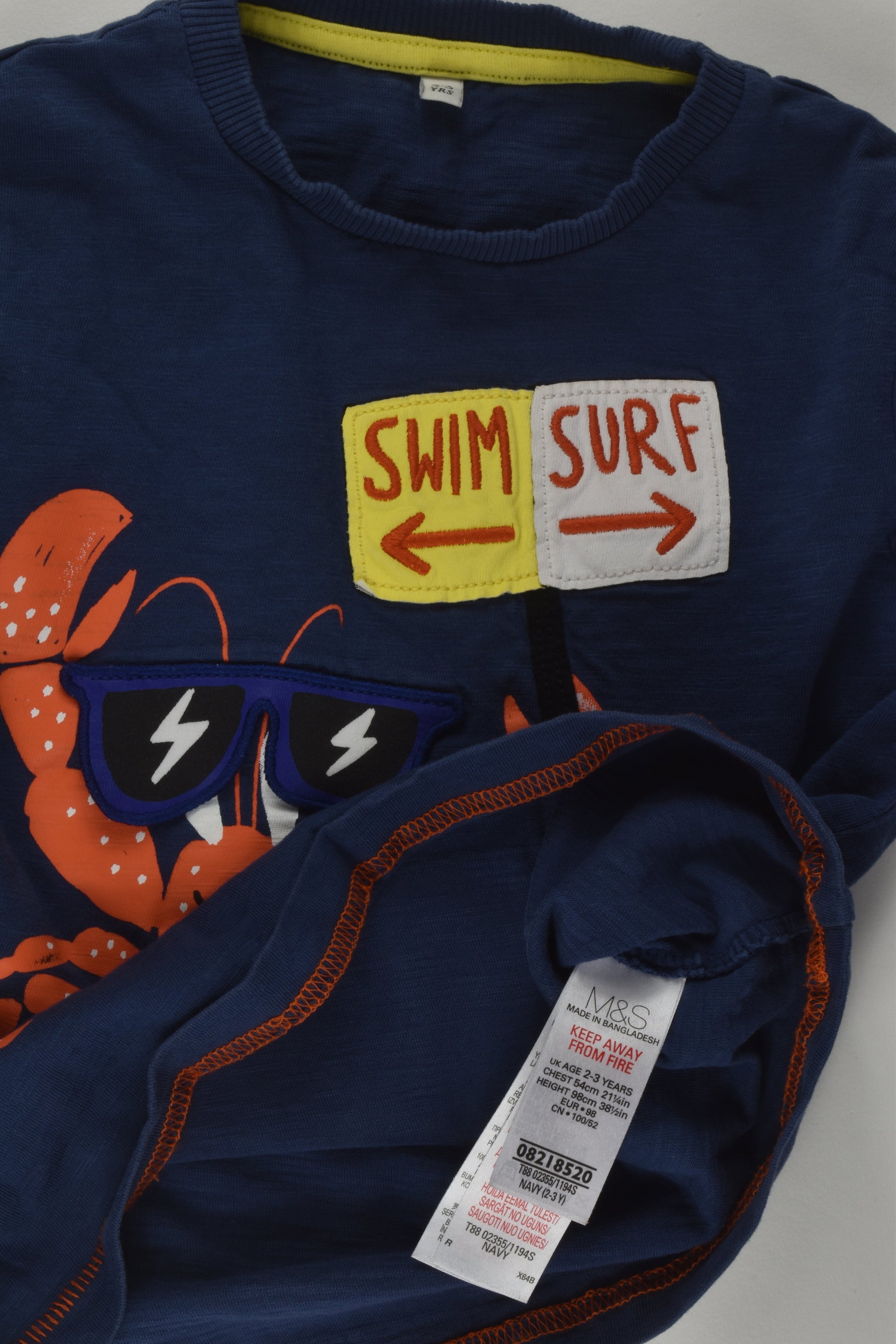 Marks & Spencer Size 2-3 Lobster T-shirt