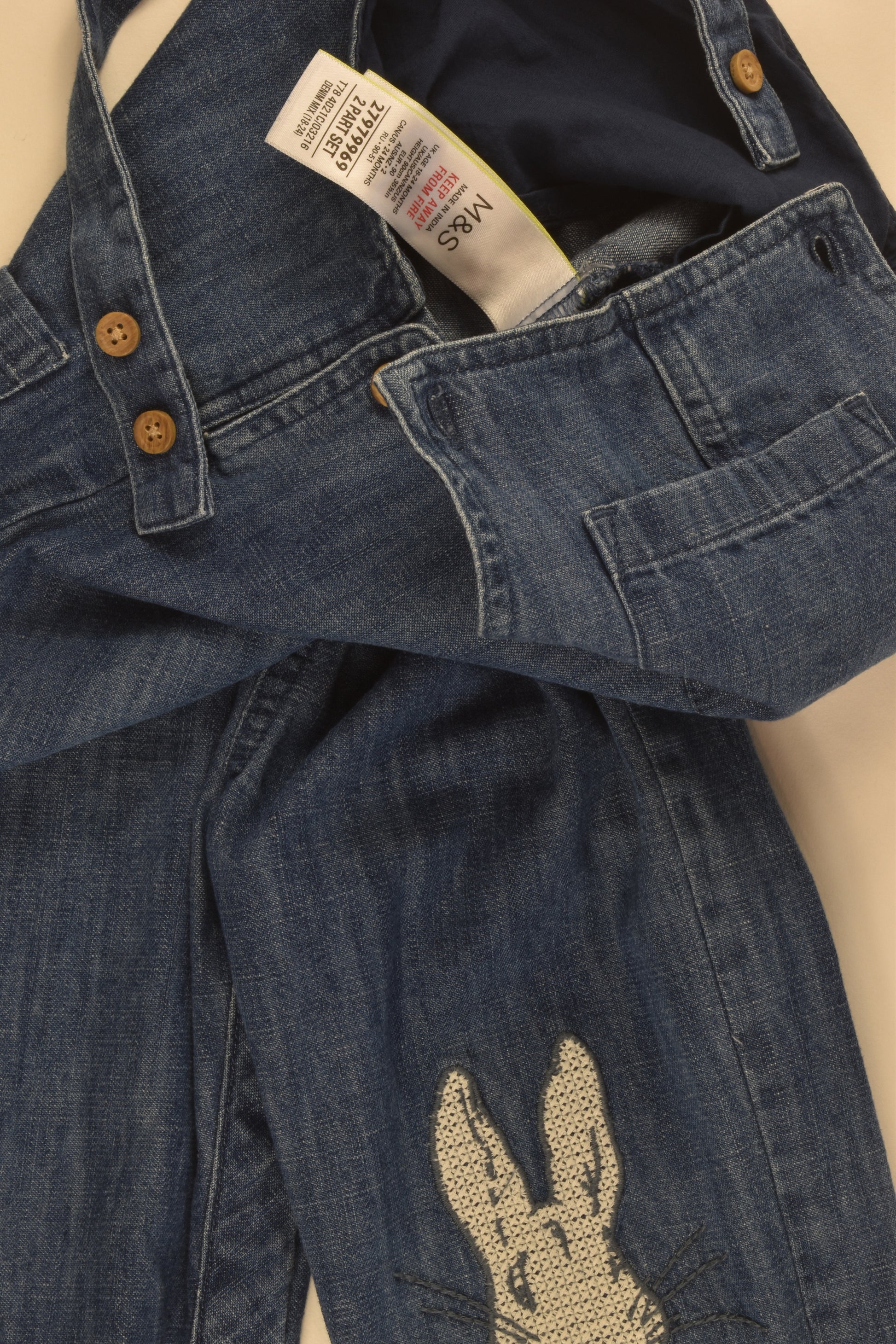 Marks & Spencer Size 2 Peter Rabbit Denim Overalls