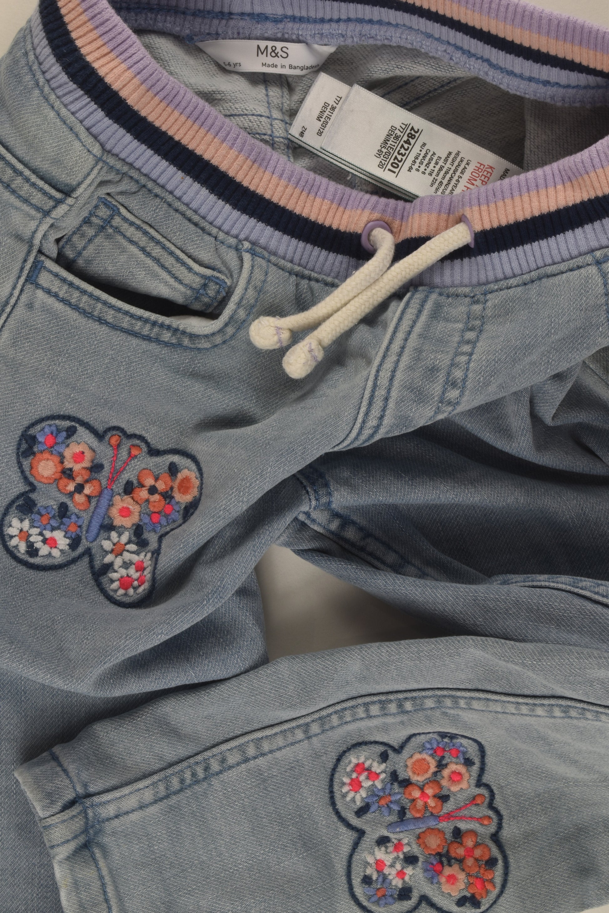 Marks & Spencer Size 5-6 Embroidery Denim Pants