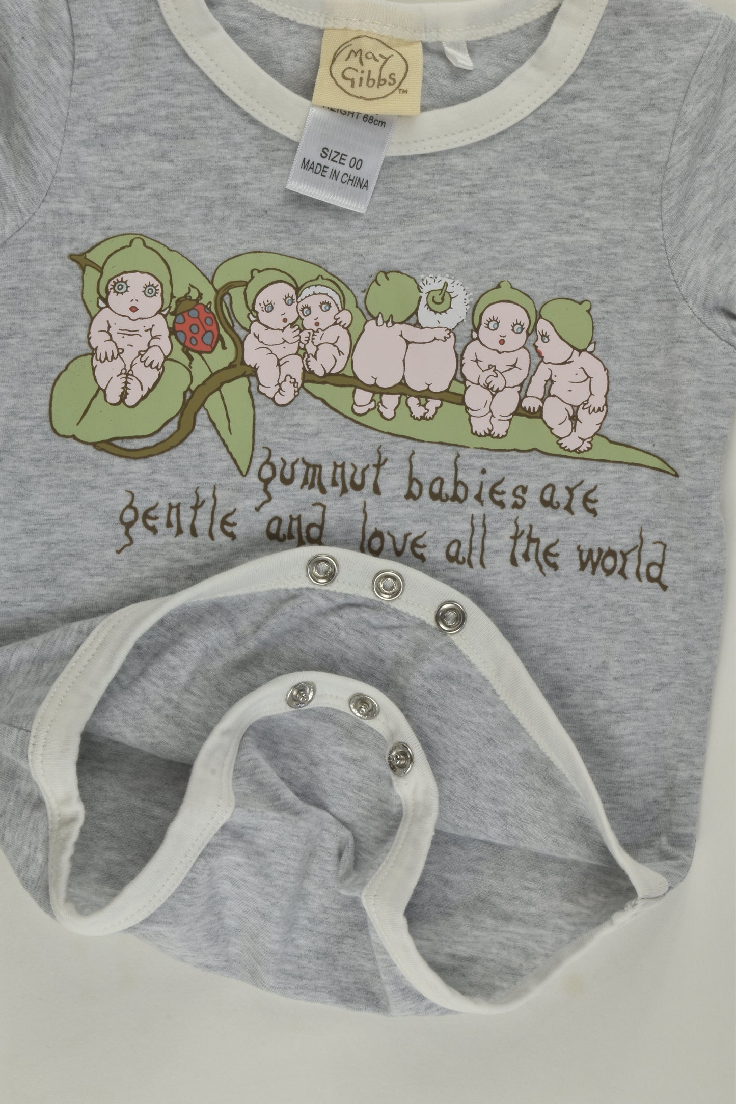 May Gibbs Size 00 Gumnut Babies Bodysuit