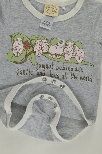 May Gibbs Size 00 Gumnut Babies Bodysuit