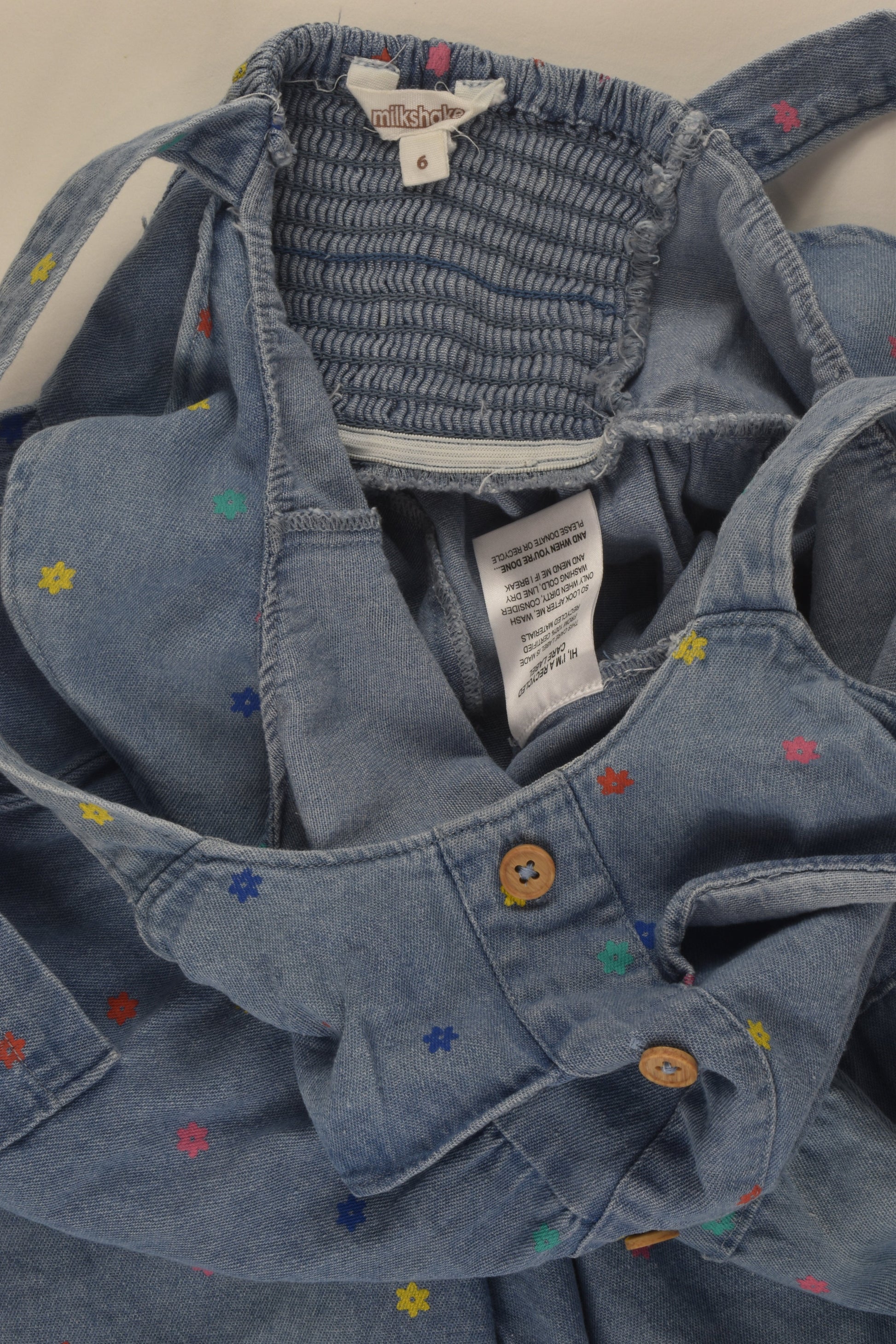 Milkshake Size 6 Floral Denim Jumpsuit