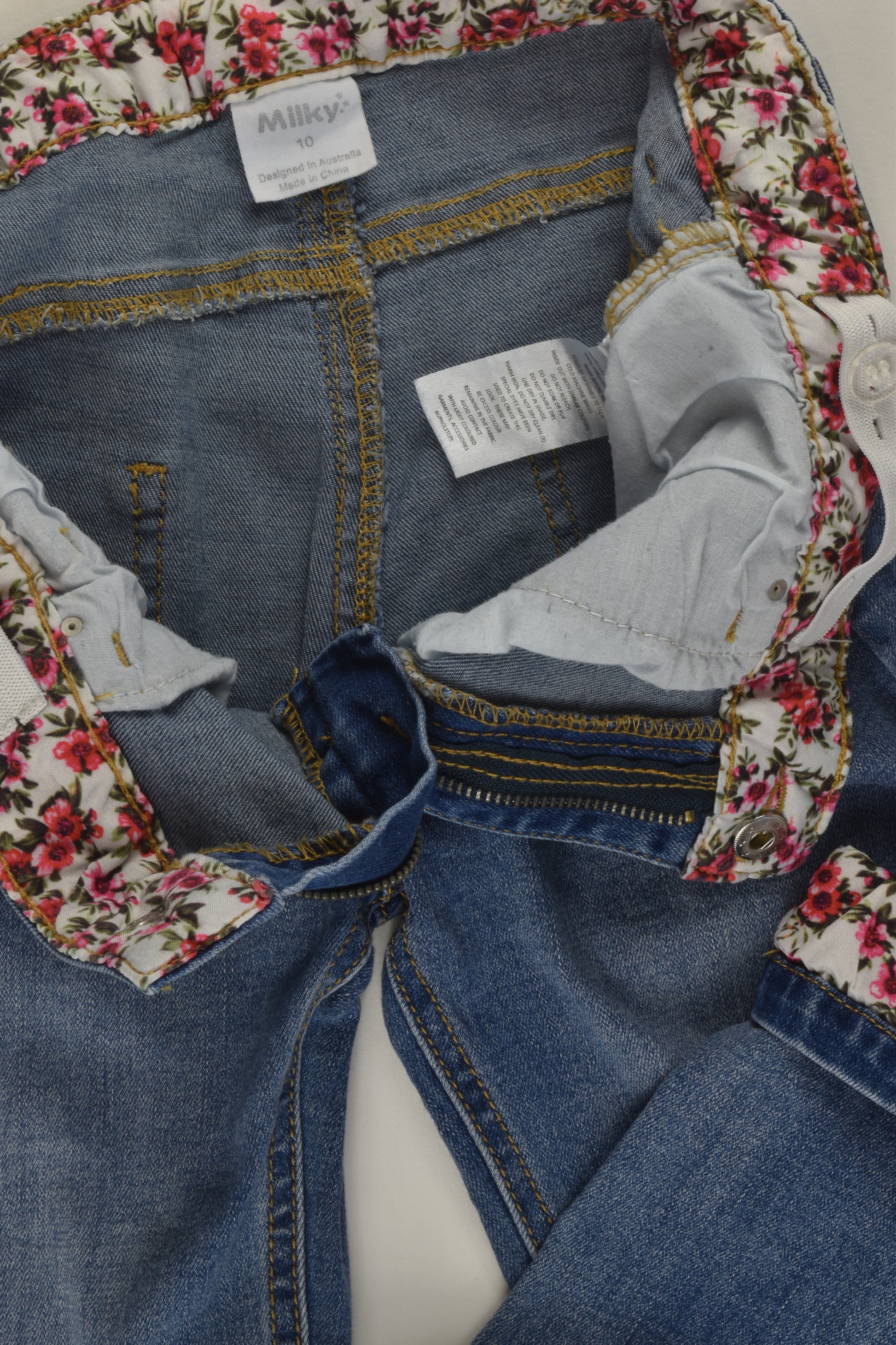 Milky Size 10 Floral Detail Denim Pants