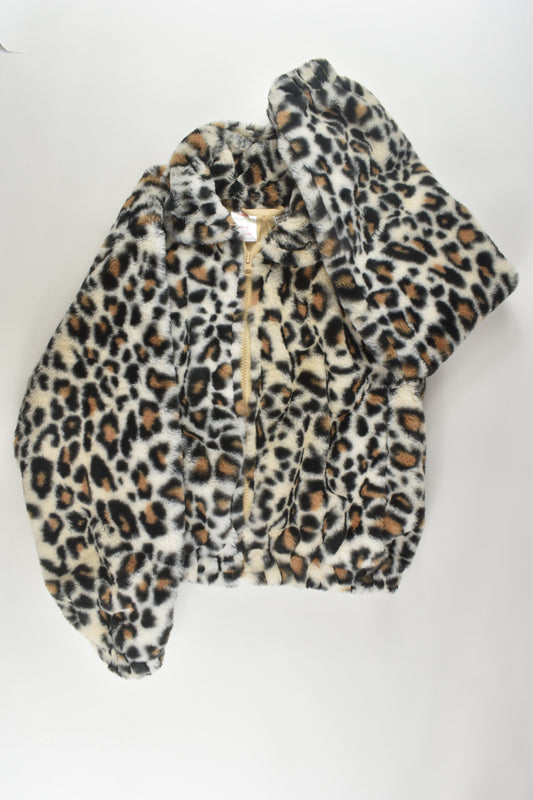Mini Mango Size 12 Fluffy Leopard Print Jacket