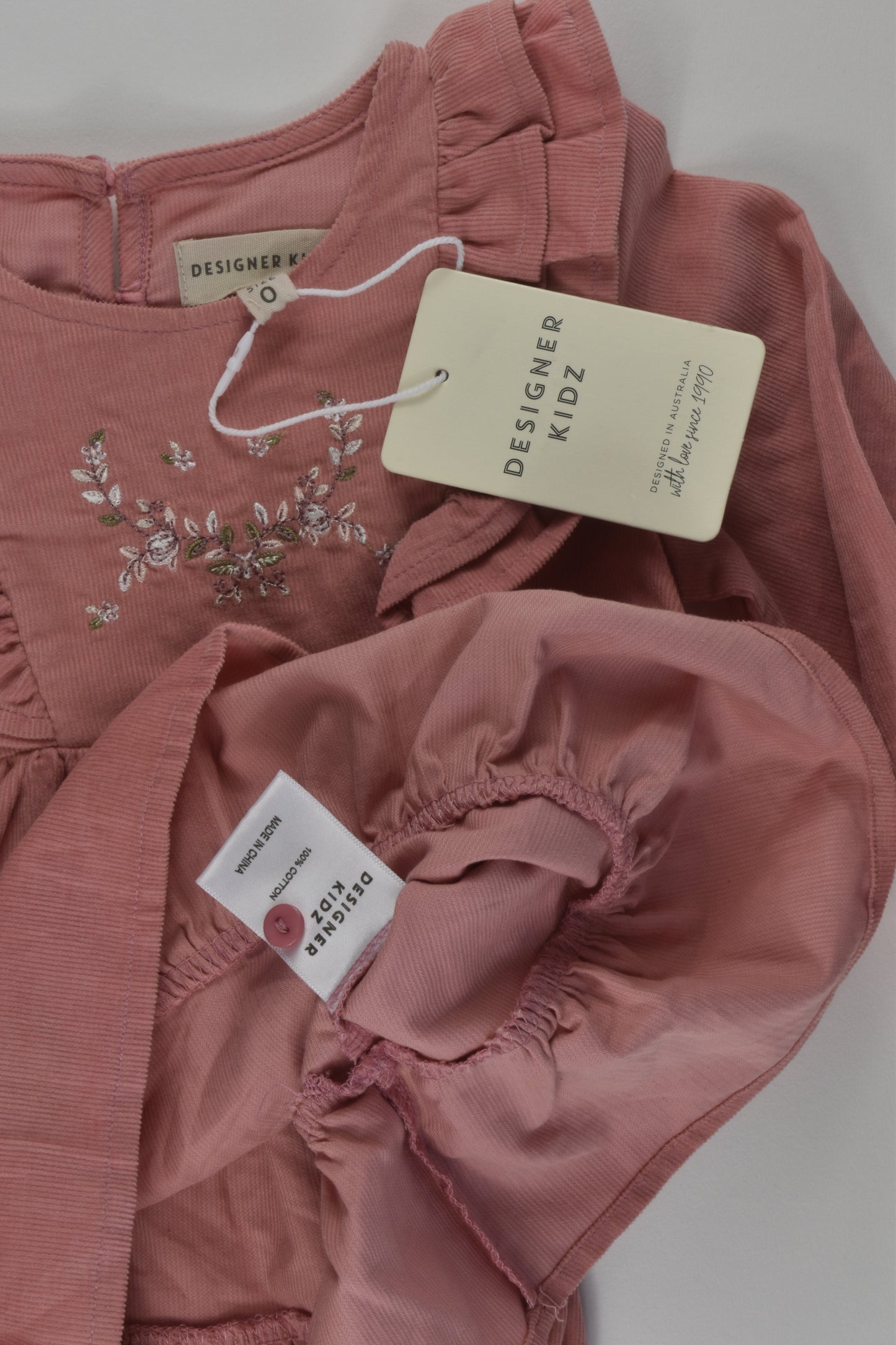 NEW Designer Kidz Size 0 Embroidery Cord Dress