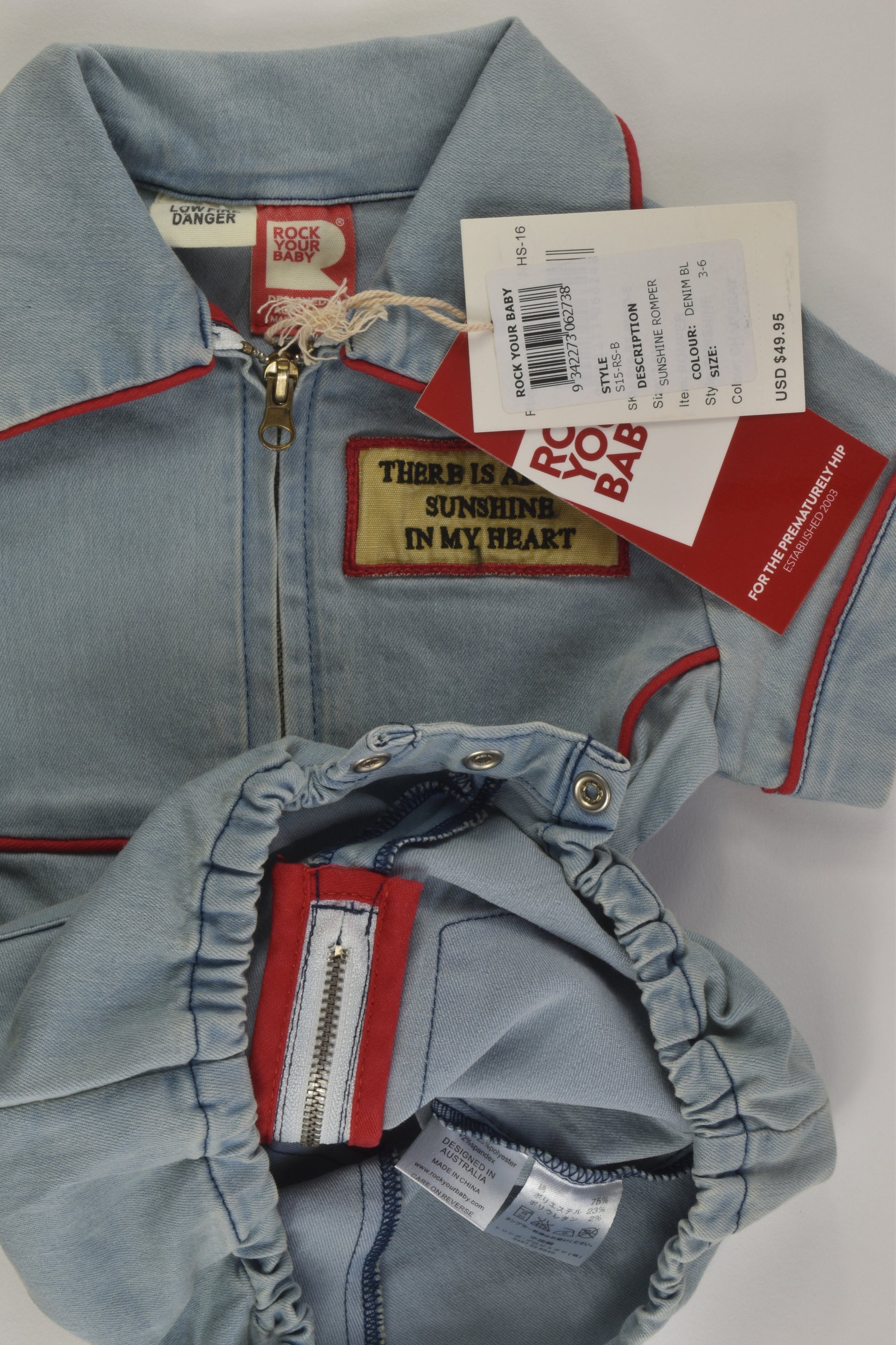NEW Rock Your Baby Size 00 Denim Short Romper