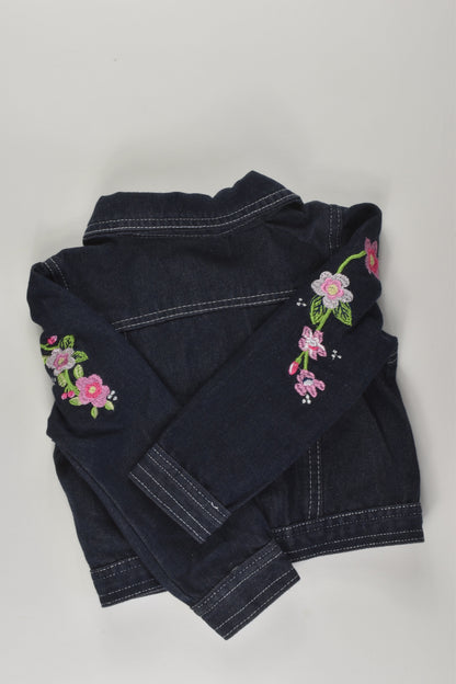Nannette Kids Size 3 Denim Jacket with Floral Embroidery