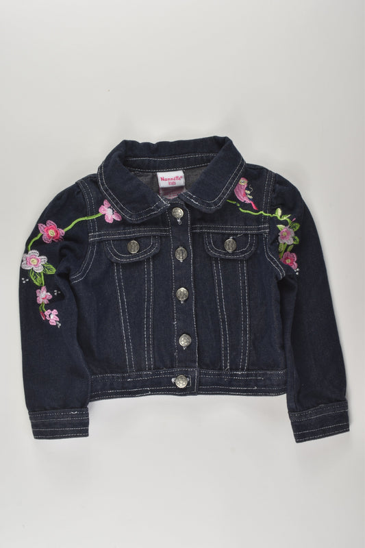 Nannette Kids Size 3 Denim Jacket with Floral Embroidery