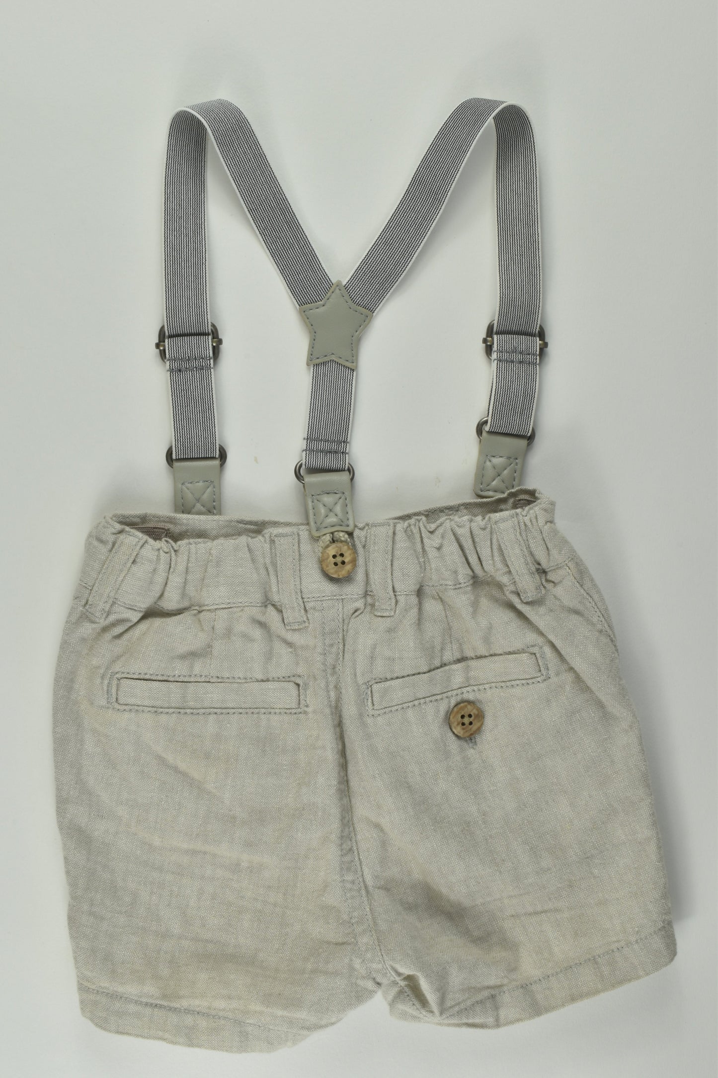 Next Size 0 Linen Blend Suspender Short Overalls