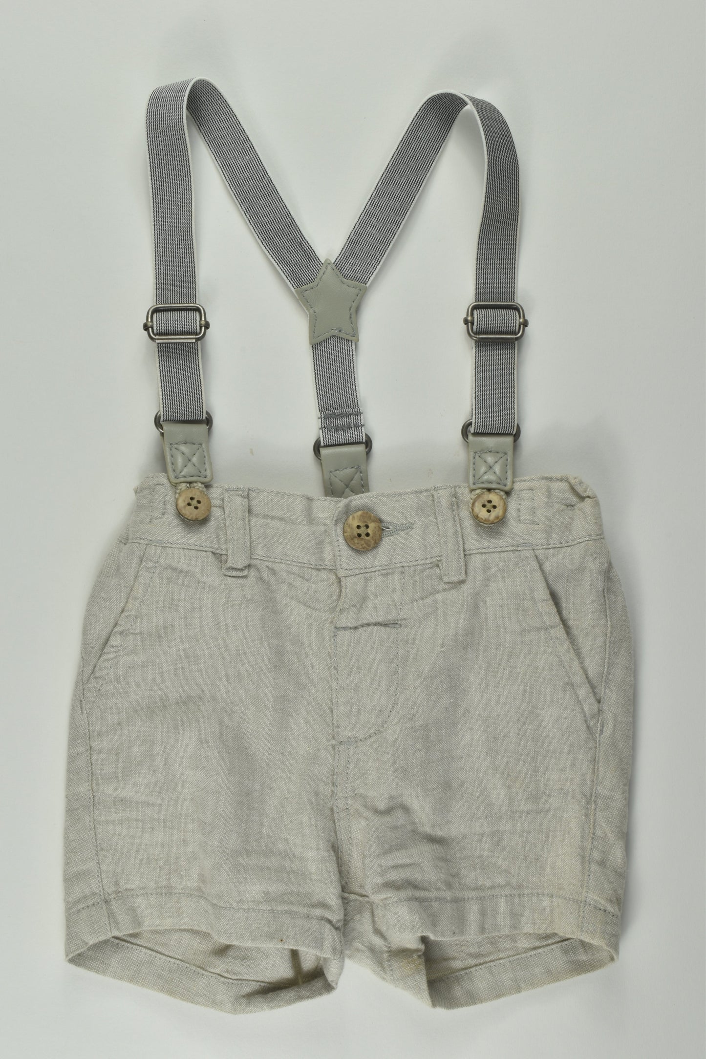 Next Size 0 Linen Blend Suspender Short Overalls