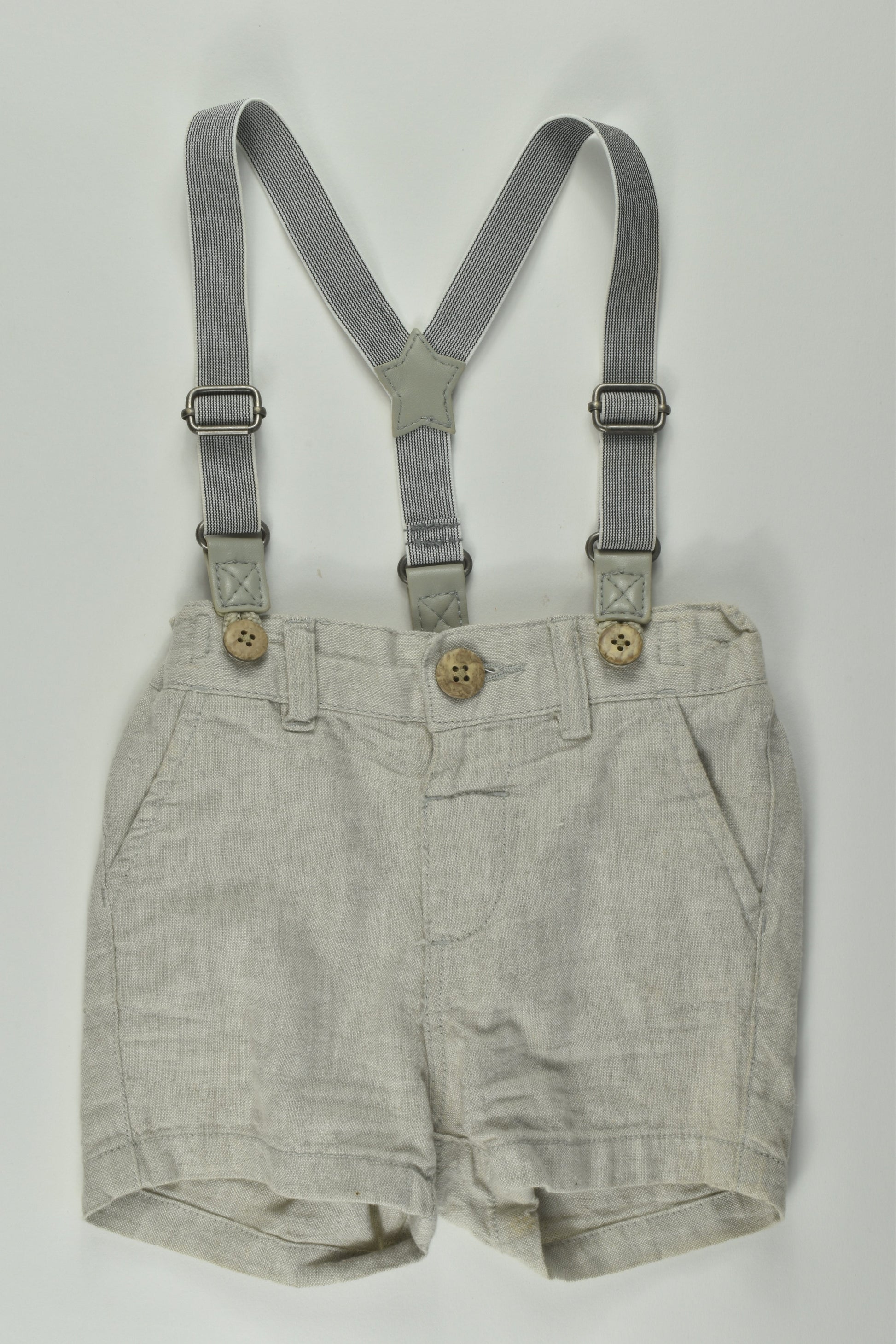 Next Size 0 Linen Blend Suspender Short Overalls