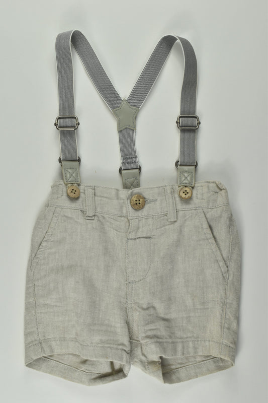 Next Size 0 Linen Blend Suspender Short Overalls