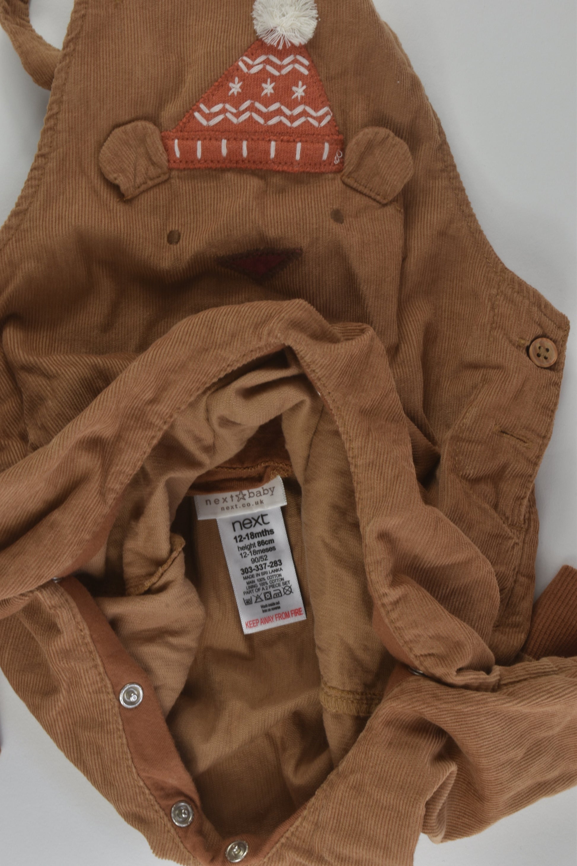 Next Size 1 Bear Lightweight Cord Overalls