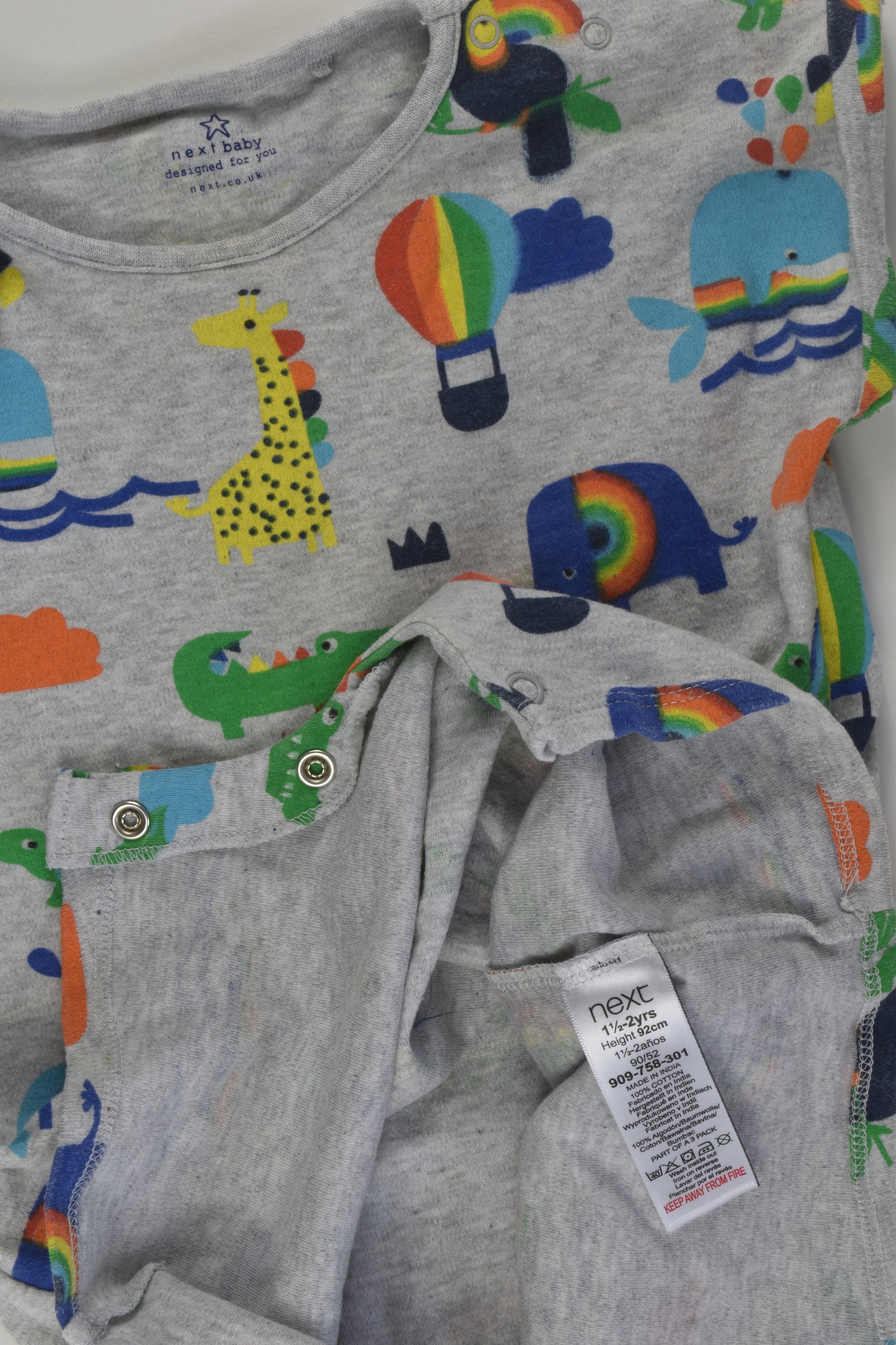 Next Size 2 Rainbow Animals Short Romper