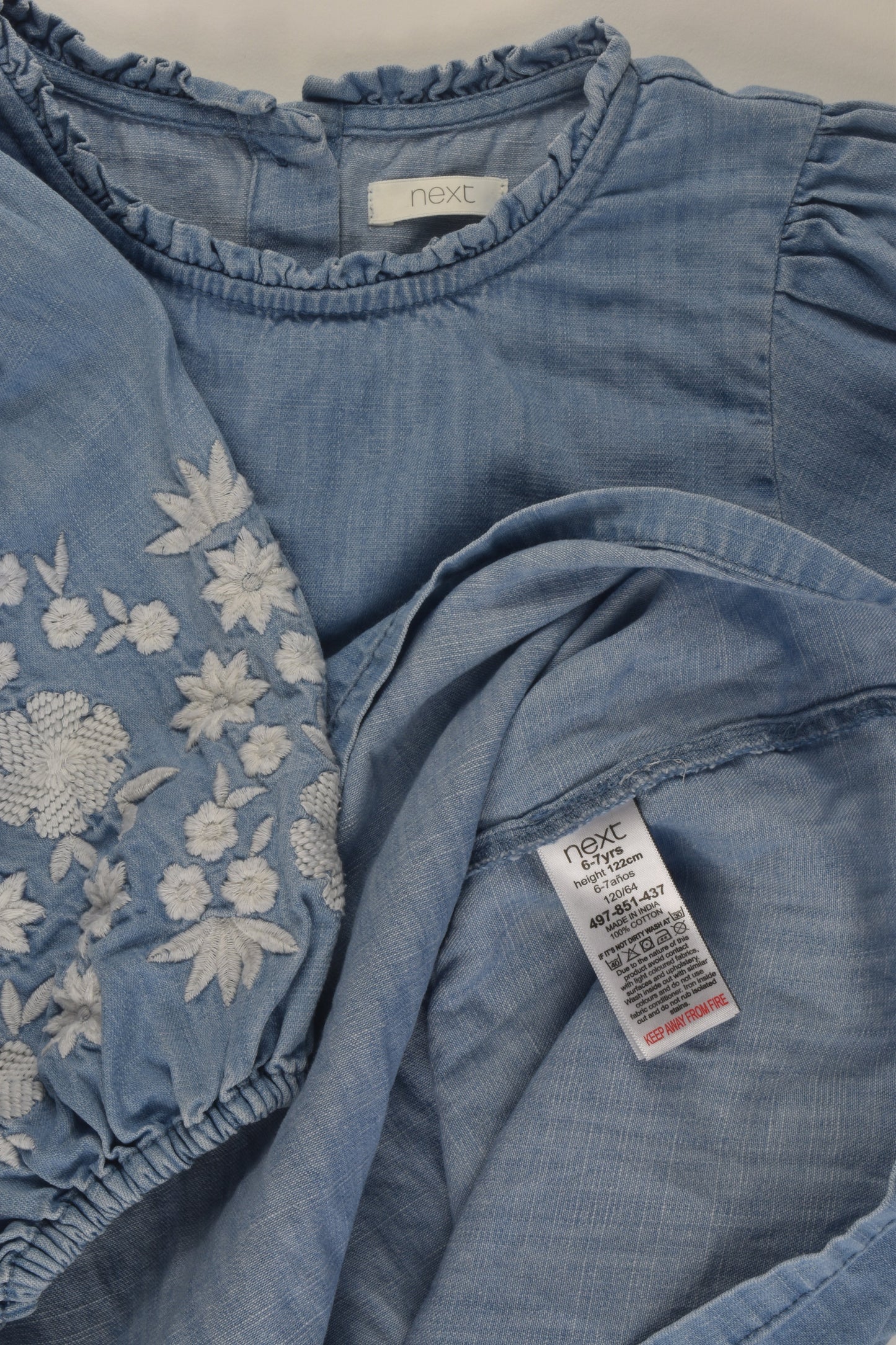 Next Size 6-7 Embroidery Denim Dress