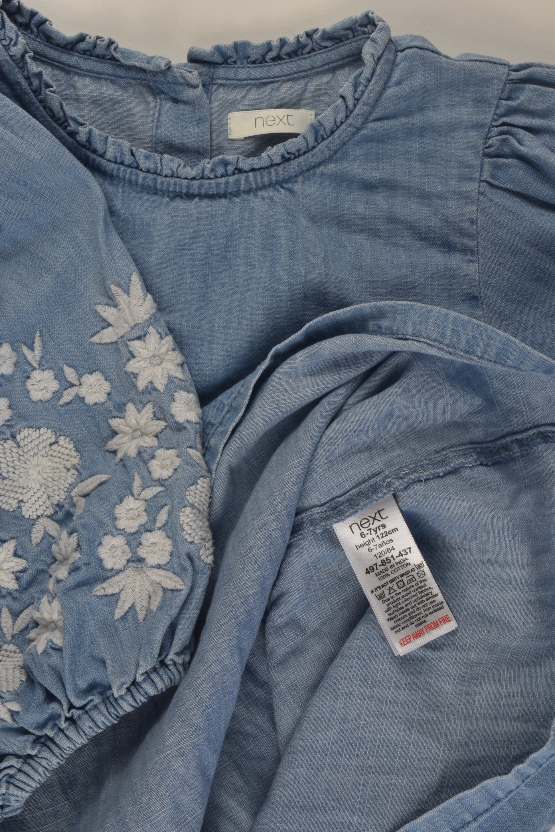 Next Size 6-7 Embroidery Denim Dress