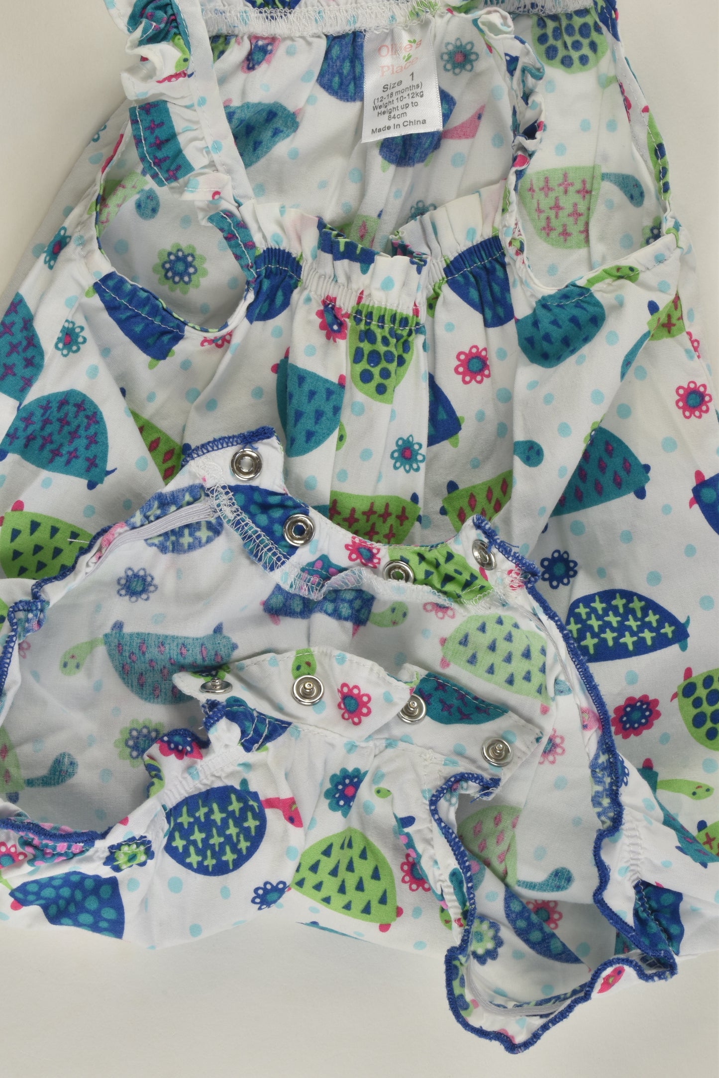 Ollie's Place Size 1 Tortoise Bubble Romper