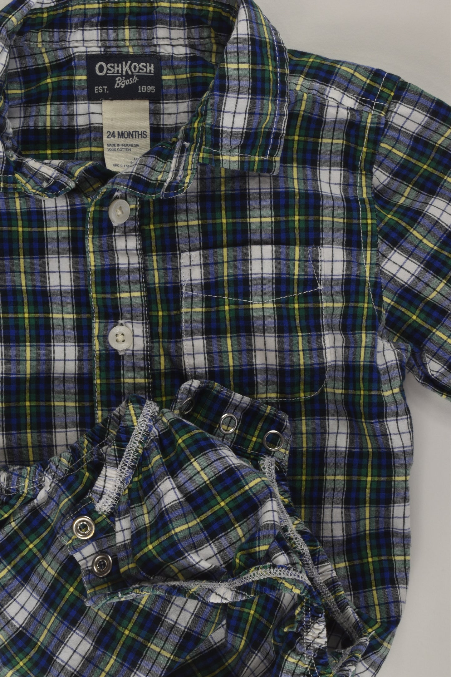 OshKosh Size 2 Checked Button-up Bodysuit
