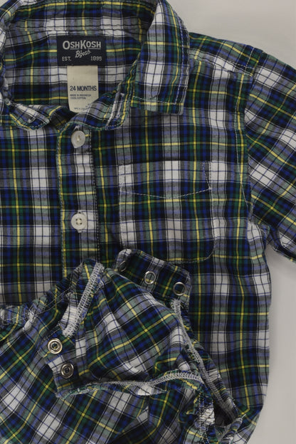 OshKosh Size 2 Checked Button-up Bodysuit
