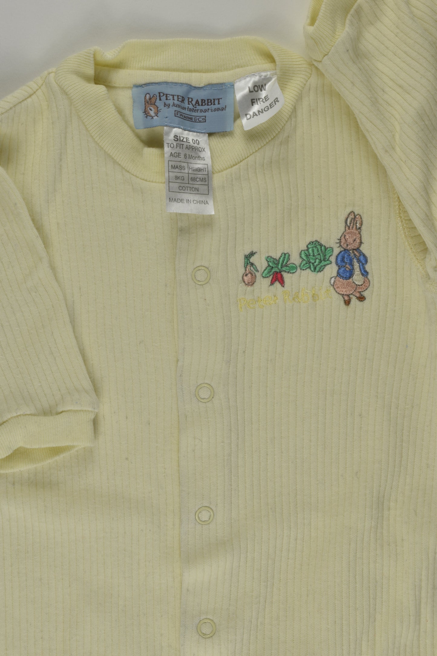 Peter Rabbit Size approx 00 Footed Romper