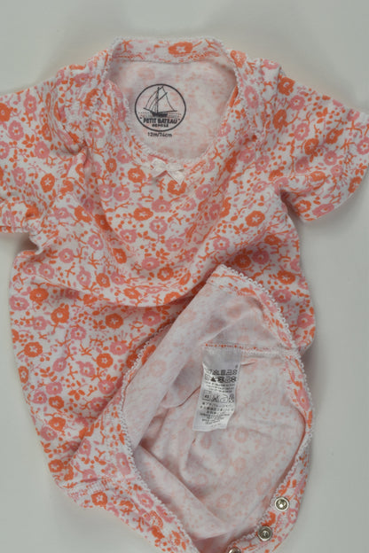 Petit Bateau Size 0 (12m/74cm) Floral Bodysuit