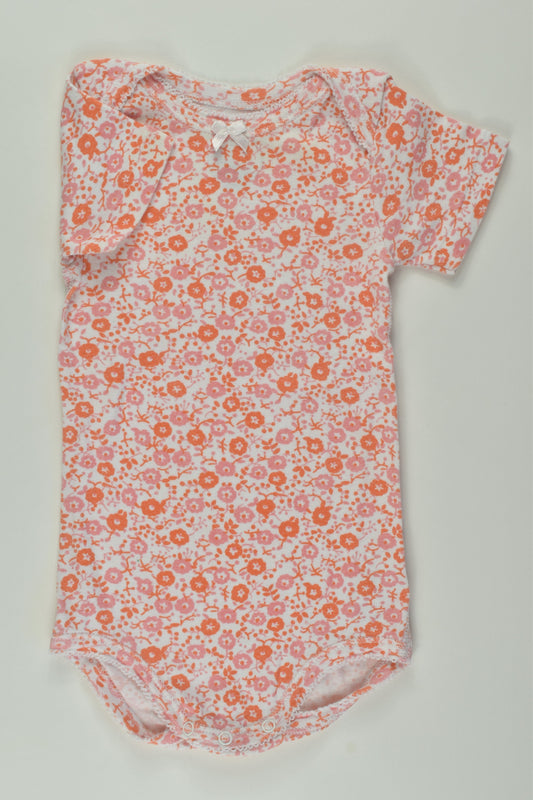 Petit Bateau Size 0 (12m/74cm) Floral Bodysuit