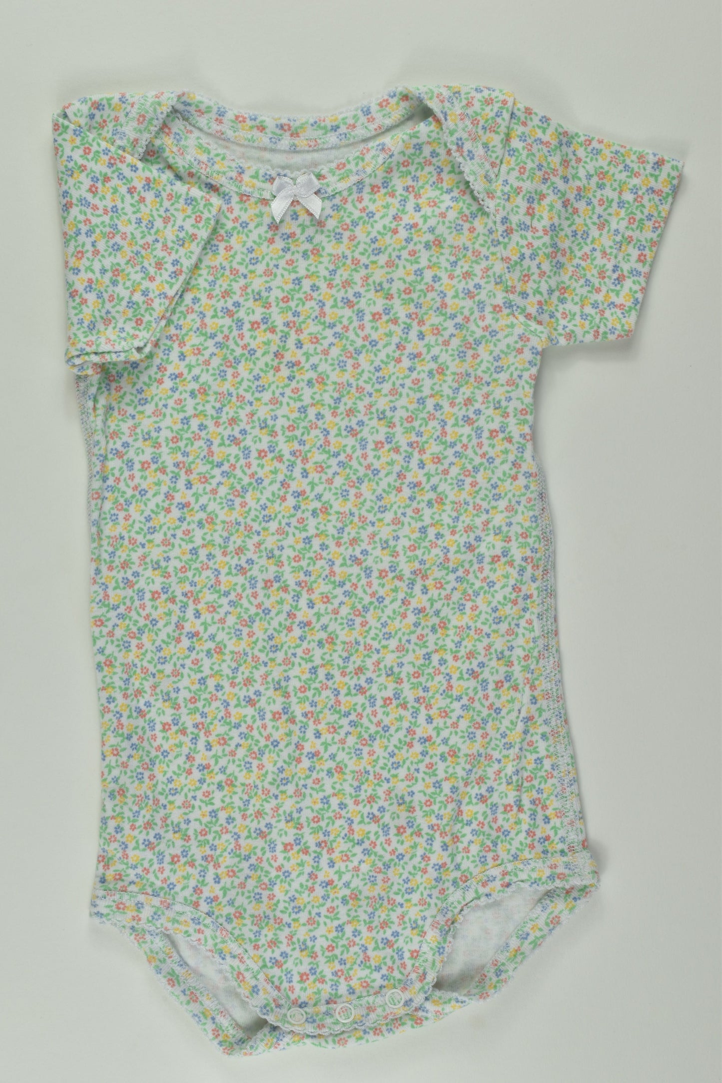 Petit Bateau Size 0 (12m/74cm) Floral Bodysuit