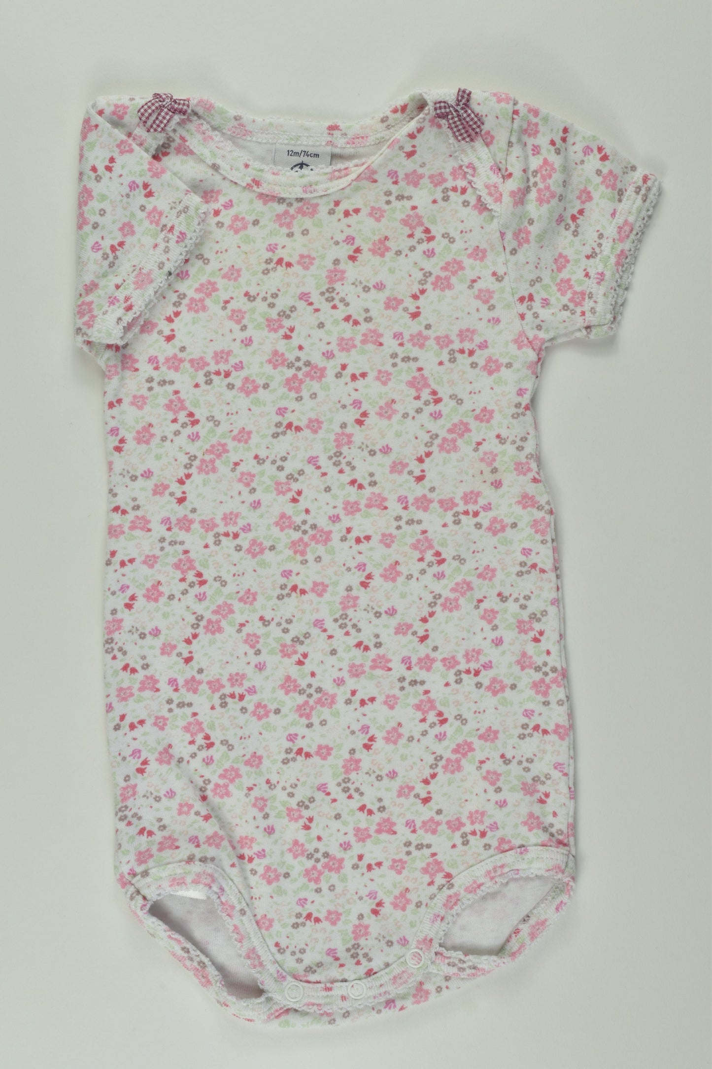 Petit Bateau Size 0 (12m/74cm) Floral Bodysuit