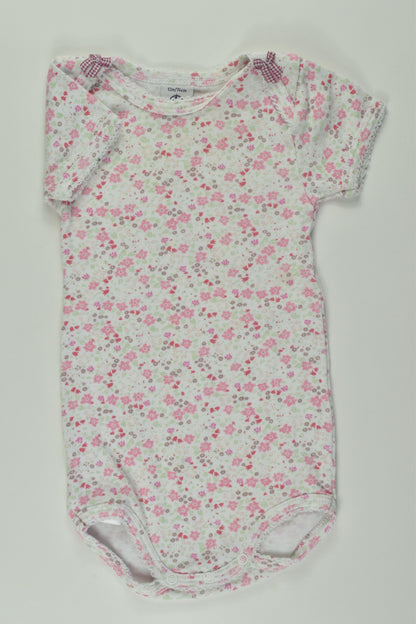 Petit Bateau Size 0 (12m/74cm) Floral Bodysuit