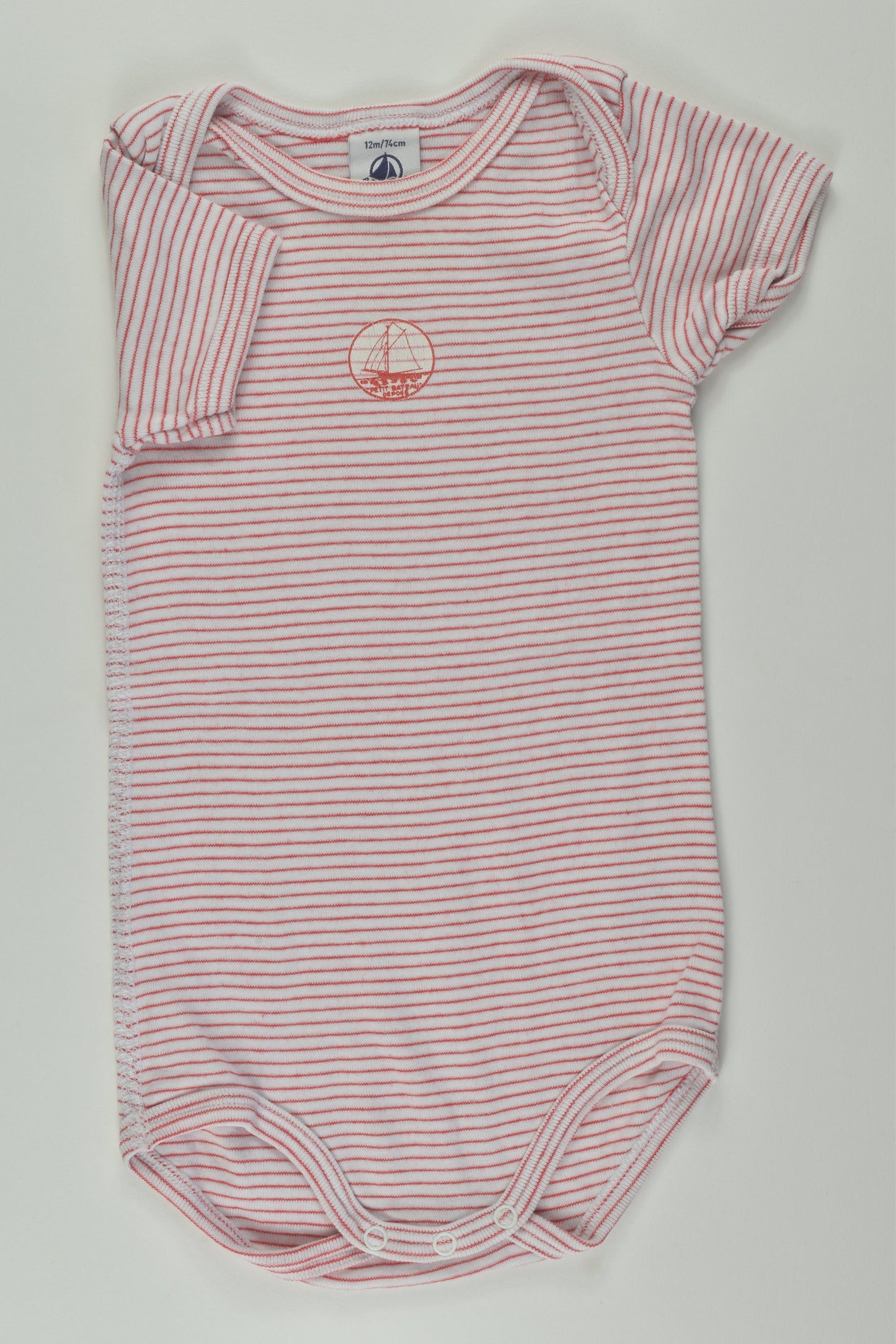 Petit Bateau Size 0 (12m/74cm) Striped Bodysuit