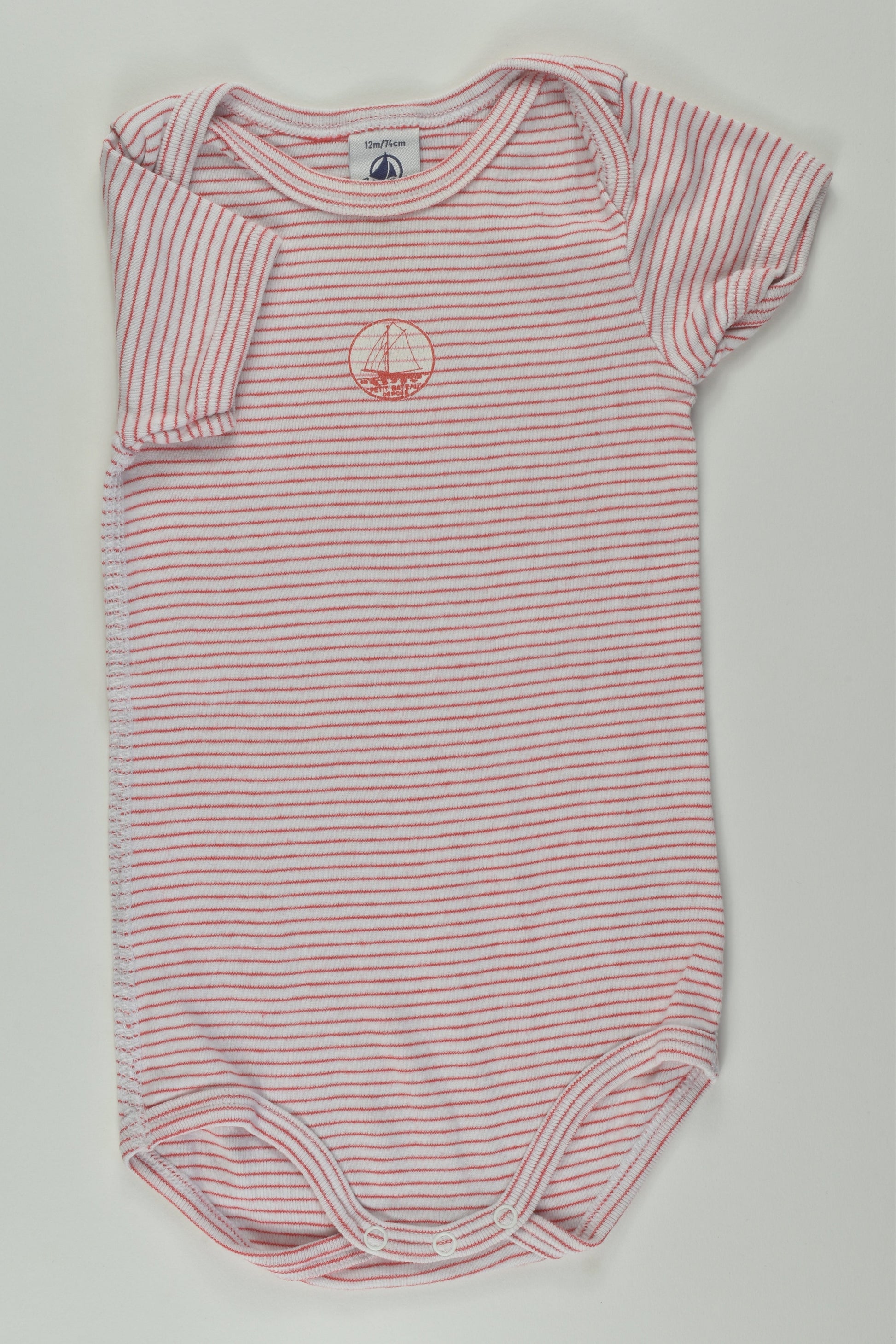 Petit Bateau Size 0 (12m/74cm) Striped Bodysuit
