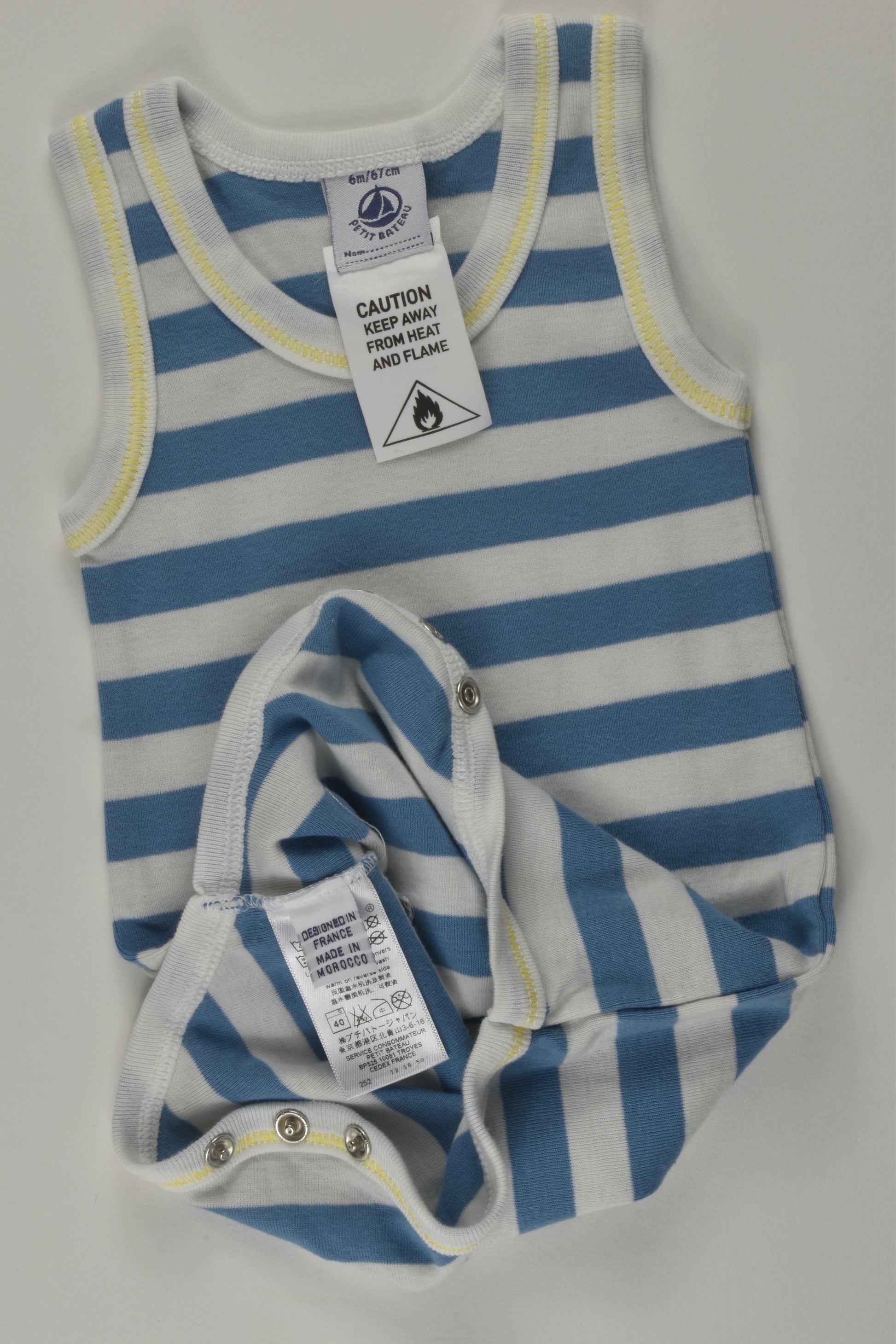 Petit Bateau Size 00 (6m) Striped Bodysuit