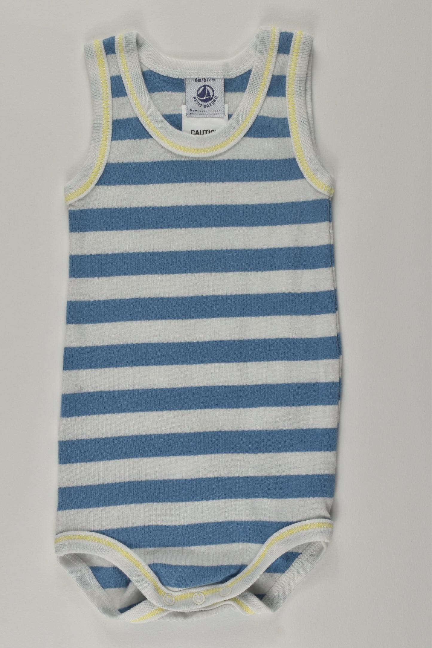 Petit Bateau Size 00 (6m) Striped Bodysuit
